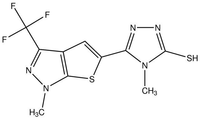 4-Methyl-5-[1-Me-3-(TFM)-1<i>H</i>-thieno[2,3-<i>c</i>]pyrazol-5-yl]-4<i>H</i>-1,2,4-triazole-3-thiol