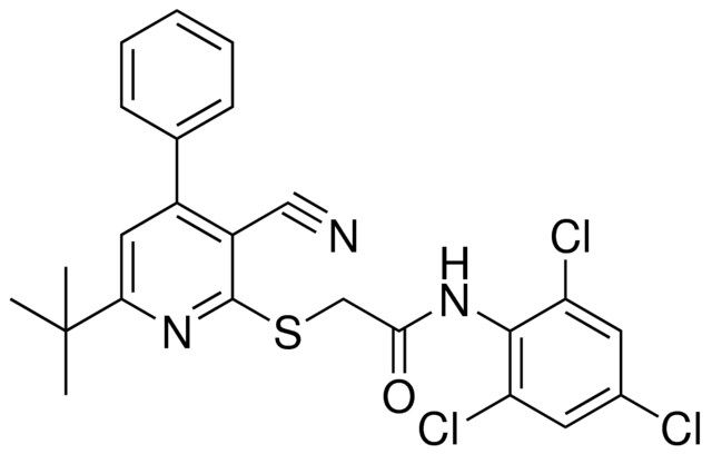 2-(6-TERT-BU-3-CYANO-4-PH-PYRIDIN-2-YLSULFANYL)-N-(2,4,6-TRICHLORO-PH)-ACETAMIDE