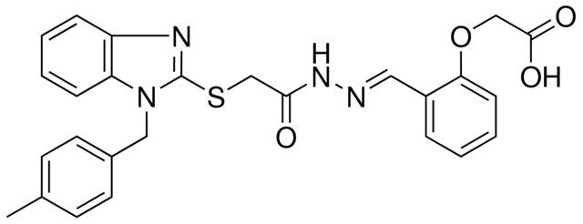 (2-{(E)-[({[1-(4-METHYLBENZYL)-1H-BENZIMIDAZOL-2-YL]SULFANYL}ACETYL)HYDRAZONO]METHYL}PHENOXY)ACETIC ACID