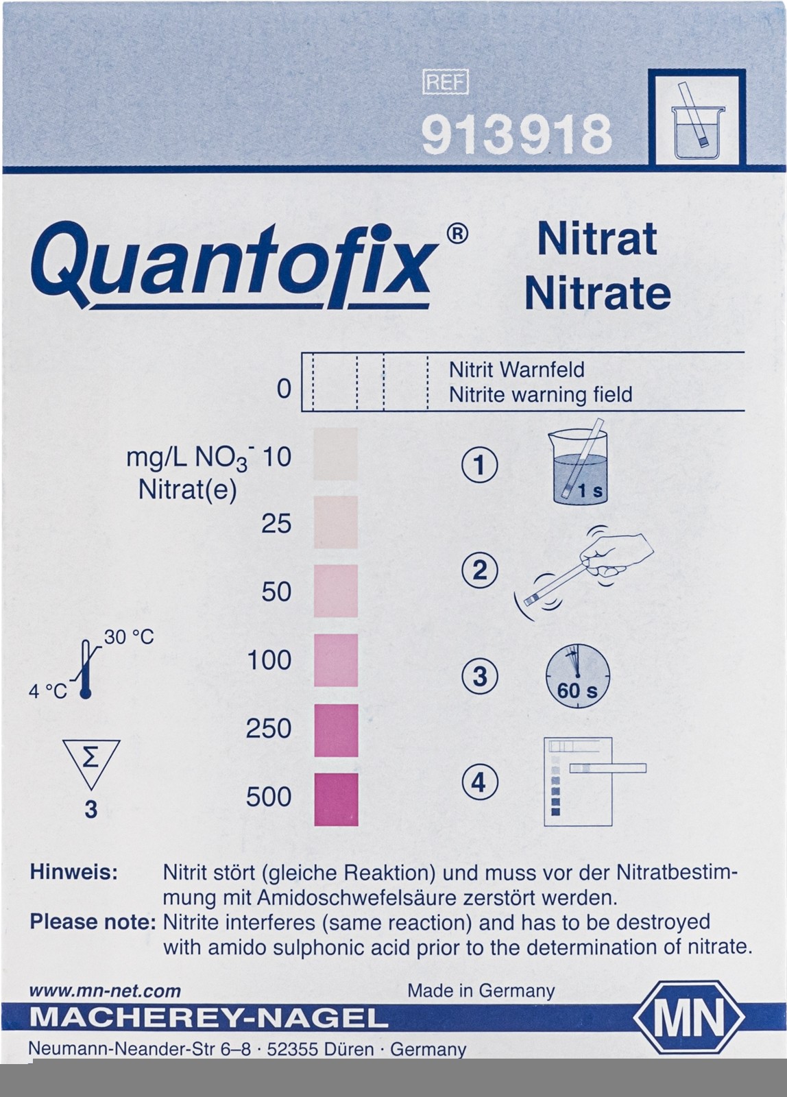 QUANTOFIX硝酸盐半定量测试条(Nitrate 500)图片