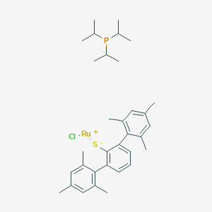 Chloro[(1,2,3,4,5,6-eta)-2,2'',4,4'',6,6''-hexamethyl[1,1':3',1''-terphenyl]-2'-thiolato-kappaS][triisopropylphosphine-kappaP]ruthenium(II)图片
