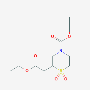 tert-Butyl 2-(2-ethoxy-2-oxoethyl)thiomorpholine-4-carboxylate 1,1-dioxide图片