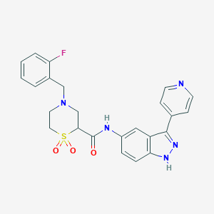4-[(2-Fluorophenyl)methyl]-N-[3-(4-pyridinyl)-1H-indazol-5-yl]-2-thiomorpholinecarboxamide 1,1-Dioxide图片