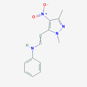 N-[2-(1,3-Dimethyl-4-nitro-1H-pyrazol-5-yl)vinyl]aniline图片