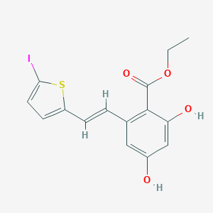 2,4-二羟基-6-[2-(5-碘-噻吩-2-基)-乙烯基]-苯甲酸乙酯图片