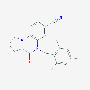 5-(mesitylmethyl)-4-oxo-1,2,3,3a,4,5-hexahydropyrrolo[1,2-a]quinoxaline-7-carbonitrile图片