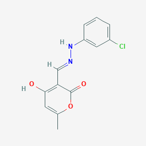 4-Hydroxy-6-methyl-2-oxo-2H-pyran-3-carbaldehyde N-(3-chlorophenyl)hydrazone图片