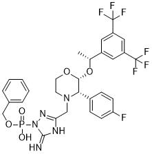 benzyl hydrogen(3-(((2R,3S)-2-((R)-1-(3,5-bis(trifluoromethyl)phenyl)ethoxy)-3-(4-fluorophenyl)morpholino)methyl)-5-imino-4,5-dihydro-1H-1,2,4-triazol-1-yl)phosphonate图片
