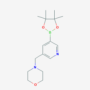 4-((5-(4,4,5,5-Tetramethyl-1,3,2-dioxaborolan-2-yl)pyridin-3-yl)methyl)morpholine图片