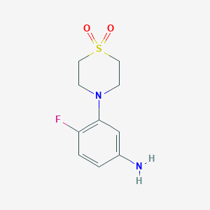 4-(5-Amino-2-fluorophenyl)-1lambda6-thiomorpholine-1,1-dione图片