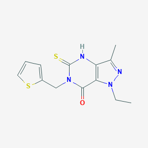 1-ethyl-3-methyl-6-(2-thienylmethyl)-5-thioxo-1,4,5,6-tetrahydro-7H-pyrazolo[4,3-d]pyrimidin-7-one图片