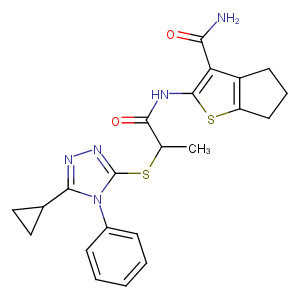 2-{2-[(5-cyclopropyl-4-phenyl-4H-1,2,4-triazol-3-yl)sulfanyl]propanamido}-4H,5H,6H-cyclopenta[b]thiophene-3-carboxamide图片