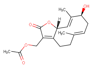 13-Acetoxy-3beta-hydroxygermacra-1(10)E,4E,7(11)-trien-12,6alpha-olide图片