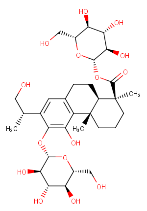 19-O-beta-D-carboxyglucopyranosyl-12-O-beta-D-glucopyranosyl-11,16-dihydroxyabieta-8,11,13-triene图片