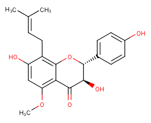 (2R,3R)-3,7-Dihydroxy-2-(4-hydroxyphenyl)-5-methoxy-8-(3-methylbut-2-en-1-yl)chroman-4-one图片