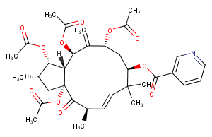 3,5,7,15-Tetraacetoxy-9-nicotinoyloxy-6(17),11-jatrophadien-14-one图片