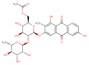 2-Methyl-1,3,6-trihydroxy-9,10-anthraquinone-3-O-α-rhamnosyl-(1→2)-β-D-glucoside图片