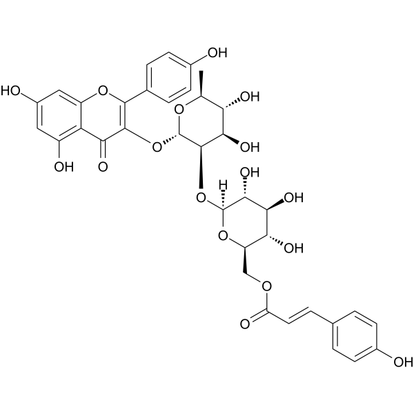 Kaempferol-3-O-(6'''-trans-p-coumaroyl-2''-glucosyl)rhamnoside图片
