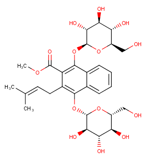 Methyl 1,4-bisglucosyloxy-3-prenyl-2-naphthoate图片