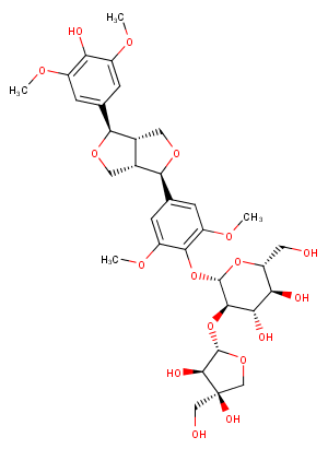 (-)-Syringaresnol-4-O-β-D-apiofuranosyl-(1→2)-β-D-glucopyranoside图片