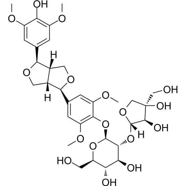 (-)-Syringaresnol-4-O-β-D-apiofuranosyl-(1→2)-β-D-glucopyranoside图片