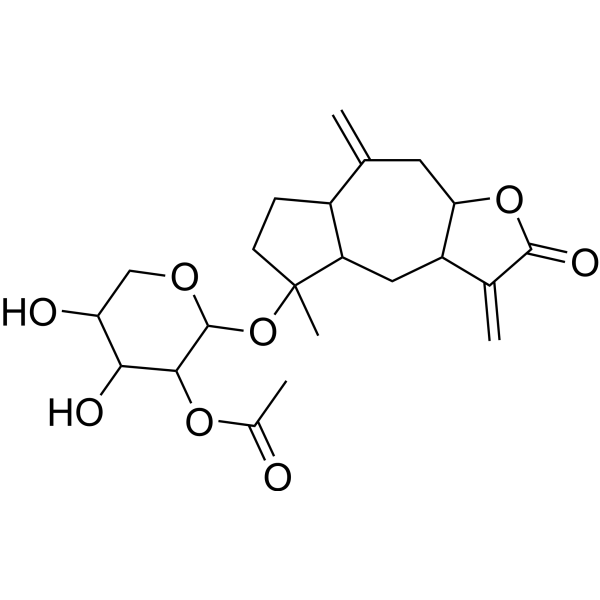 4,5-Dihydroxy-2-((5-methyl-3,8-dimethylene-2-oxododecahydroazuleno[6,5-b]furan-5-yl)oxy)tetrahydro-2H-pyran-3-yl acetate图片