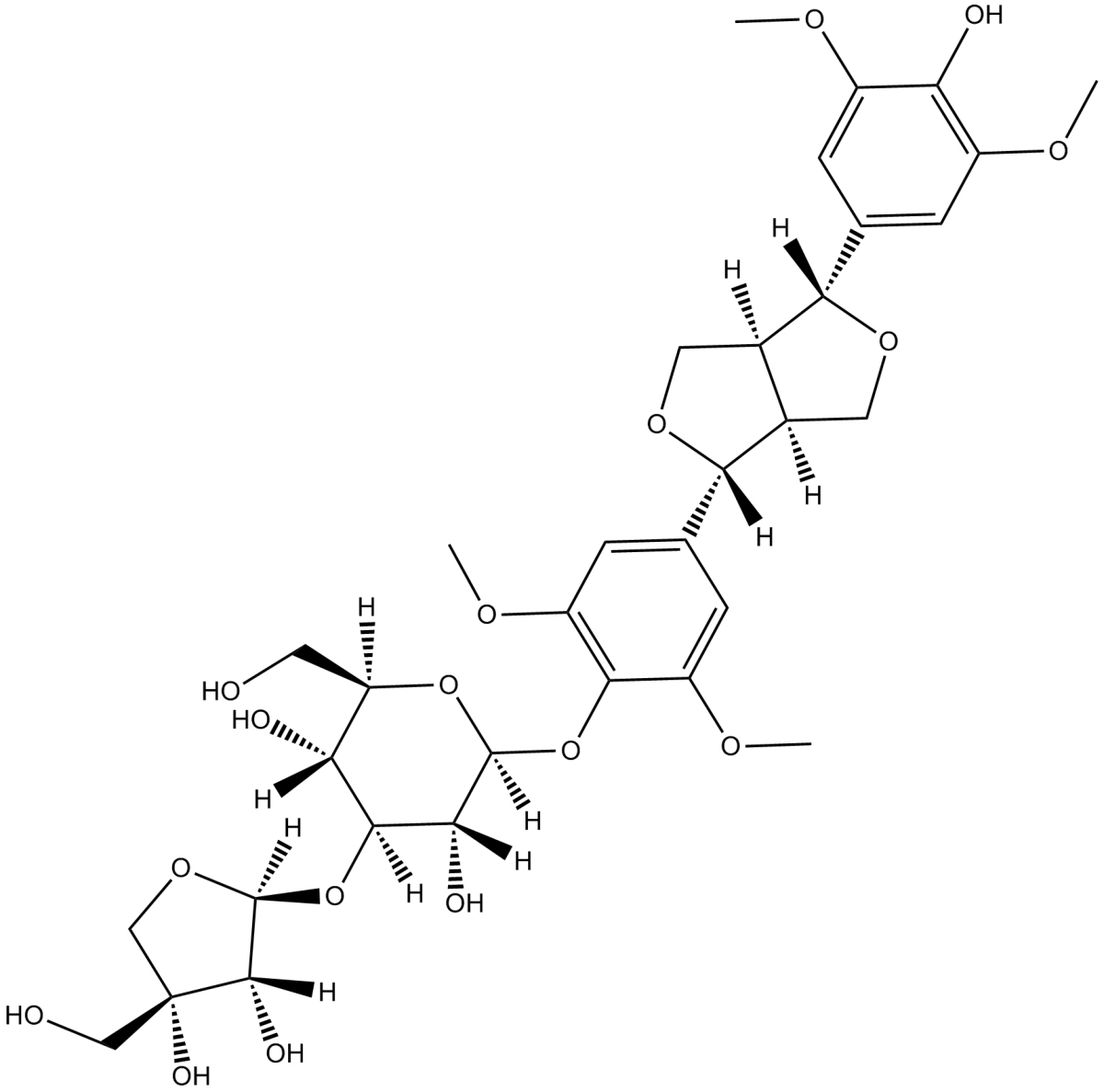(-)-Syringaresnol-4-O-β-D-apiofuranosyl-(1→2)-β-D-glucopyranoside图片