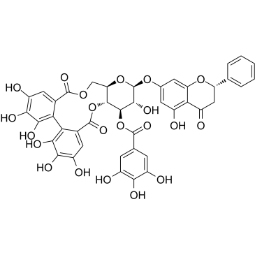 Pinocembrin 7-O-[3''-O-galloyl-4'',6''-hexahydroxydiphenoyl]-β-D-glucoside图片