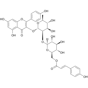 Kaempferol-3-O-(6'''-trans-p-coumaroyl-2''-glucosyl)rhamnoside图片