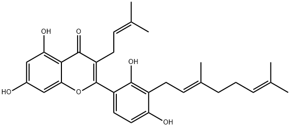 3'-Geranyl-3-prenyl-5,7,2',4'-tetrahydroxyflavone图片