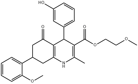 2-methoxyethyl 4-(3-hydroxyphenyl)-7-(2-methoxyphenyl)-2-methyl-5-oxo-1,4,5,6,7,8-hexahydro-3-quinolinecarboxylate(7113290)图片