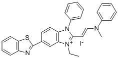 5-(1,3-benzothiazol-2-yl)-3-ethyl-2-{2-[methyl(phenyl)amino]vinyl}-1-phenyl-1H-benzimidazol-3-ium iodide(5233705)图片