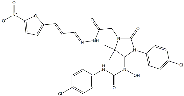 N'-(4-chlorophenyl)-N-[3-(4-chlorophenyl)-5,5-dimethyl-1-(2-{2-[3-(5-nitro-2-furyl)-2-propen-1-ylidene]hydrazino}-2-oxoethyl)-2-oxo-4-imidazolidinyl]-N-hydroxyurea(5138427)图片