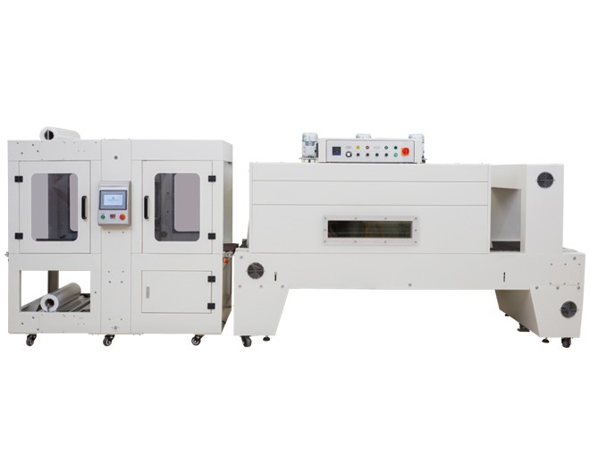DQX6040S全自动袖口式输送带式套膜机+DSE-8060A喷气式pe膜热收缩包装机图片