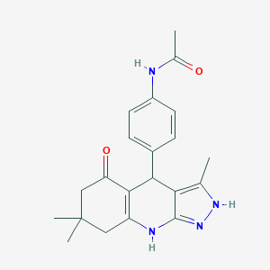 N-[4-(3,7,7-trimethyl-5-oxo-4,5,6,7,8,9-hexahydro-2H-pyrazolo[3,4-b]quinolin-4-yl)phenyl]acetamide图片
