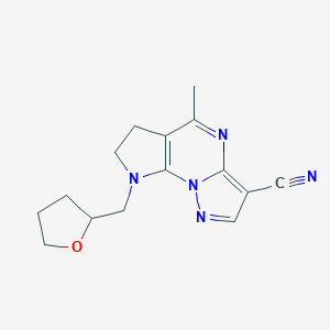 5-Methyl-8-(tetrahydro-2-furanylmethyl)-7,8-dihydro-6H-pyrazolo[1,5-a]pyrrolo[3,2-e]pyrimidine-3-carbonitrile图片