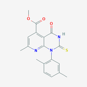 methyl 1-(2,5-dimethylphenyl)-2-mercapto-7-methyl-4-oxo-1,4-dihydropyrido[2,3-d]pyrimidine-5-carboxylate图片