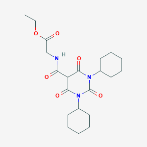 2-(1,3-二环己基-2,4,6-三氧代六氢嘧啶-5-甲酰氨基)乙酸乙酯图片