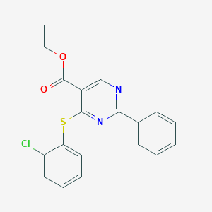 Ethyl 4-[(2-chlorophenyl)sulfanyl]-2-phenyl-5-pyrimidinecarboxylate图片
