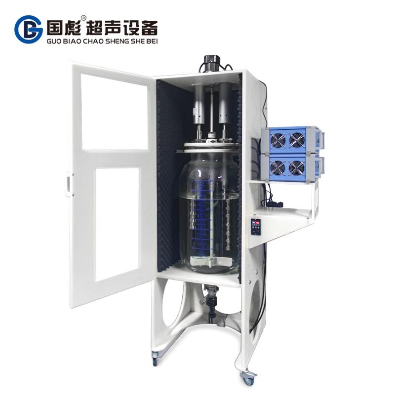 100L超声波分散破碎玻璃釜体带搅拌图片