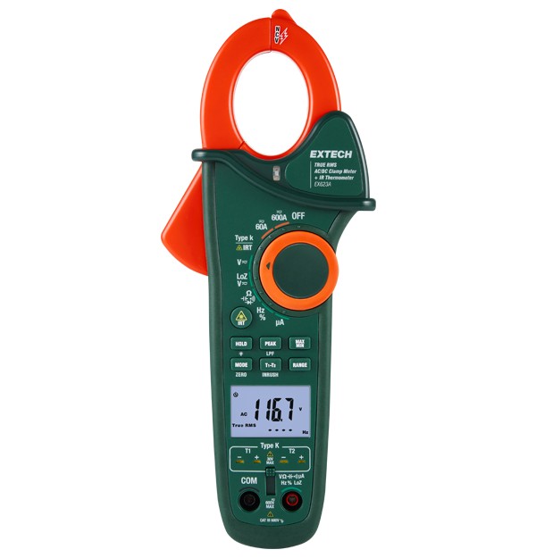Extech EX623A 600A双通道输入钳形表,带红外测温仪和非接触式电压(NCV)检测器图片