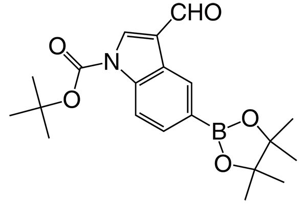 tert-Butyl 3-formyl-5-(4,4,5,5-tetramethyl-1,3,2-dioxaborolan-2-yl)-1H-indole-1-carboxylate图片