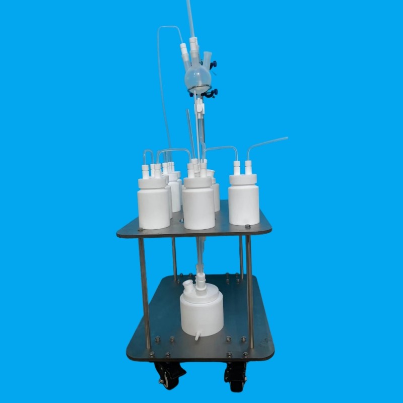 RNKW-PTFEQFSFY特氟龙塑料氢氟酸反应装置双层反应釜加冷凝管图片