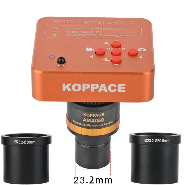 KP-2100-AMA050 2100万像素,HDMI显微镜相机,0.5X,可调焦电子目镜,23.2mm至30mm和30.5mm适配器图片
