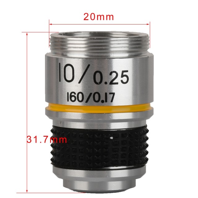 KP-H10X 10X,185生物显微镜消色差物镜160/0.17,20mm安装尺寸图片