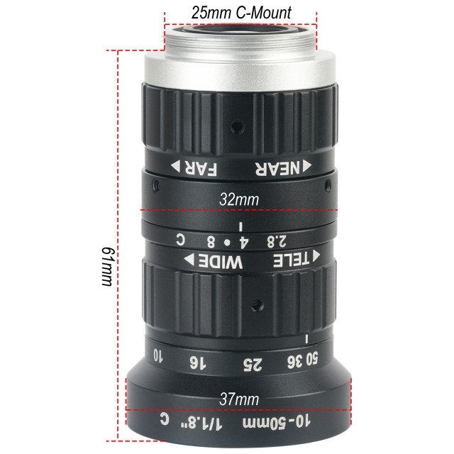 KP-1050MM 600万像素10-50mm手动变焦工业检测镜头图片