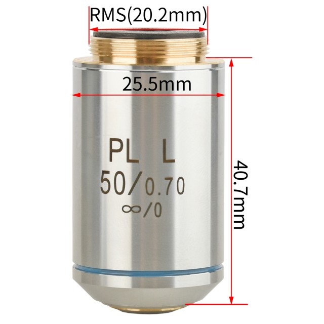 KP-PL50X/WD3.68 50X无限远平场消色差金相物镜,安装接口20.2mm图片