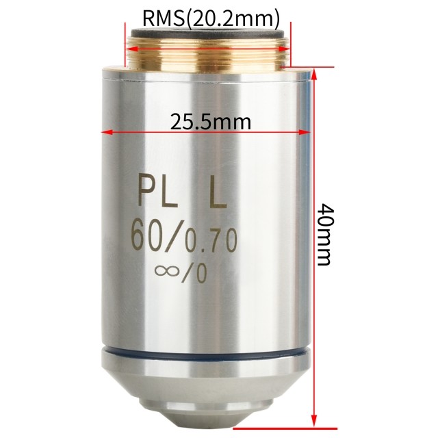 KP-PL60X/WD3.18 60X无限远平场消色差金相物镜,安装接口20.2mm图片