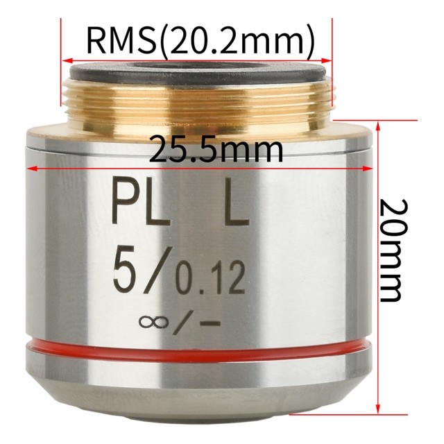 KP-PL5X/WD26.1 5X无限远平场消色差金相物镜,安装接口20.2mm图片