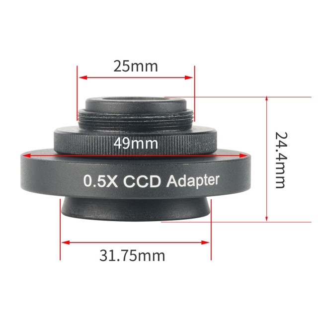 KP-S05X 0.5X,三目显微镜安装接口,31.75mm,相机接口,25mm图片